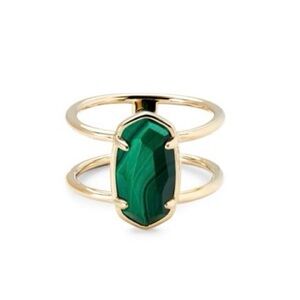 Kendra Scott Elyse 18k Gold Vermeil Double Band Ring in Malachite, Size 7